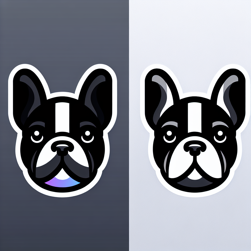 francuski buldog koji je crno beo  sa sivoj pozadini